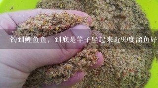 钓到鲤鱼鱼，到底是竿子竖起来近90度溜鱼好?还是于水面呈45度夹角好