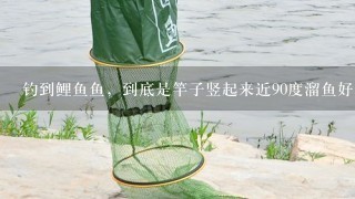 钓到鲤鱼鱼，到底是竿子竖起来近90度溜鱼好?还是于水面呈45度夹角好